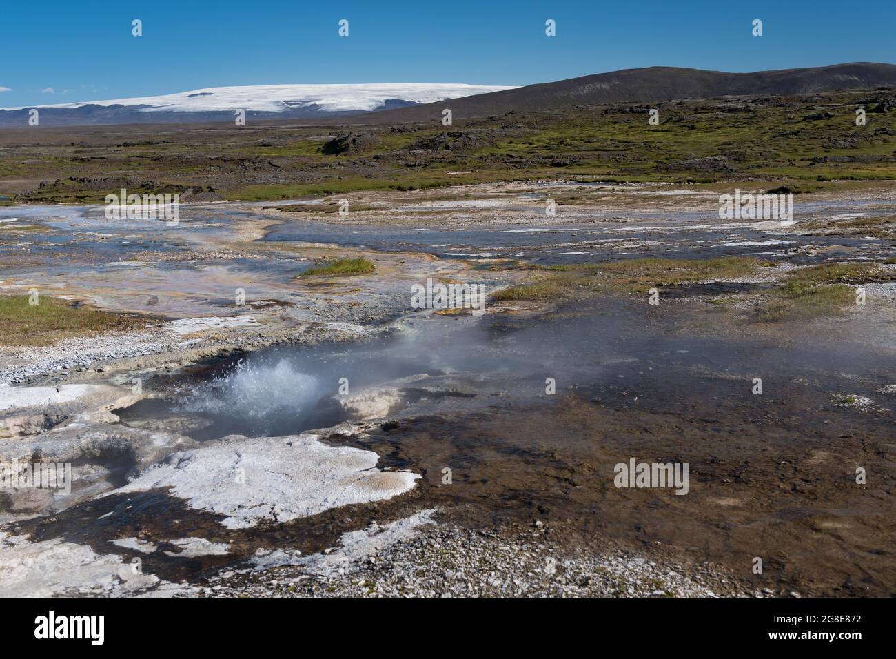 Zone à haute température ou zone géothermique Hveravellir, glacier, Kjoelur, montagnes islandaises, Islande Banque D'Images