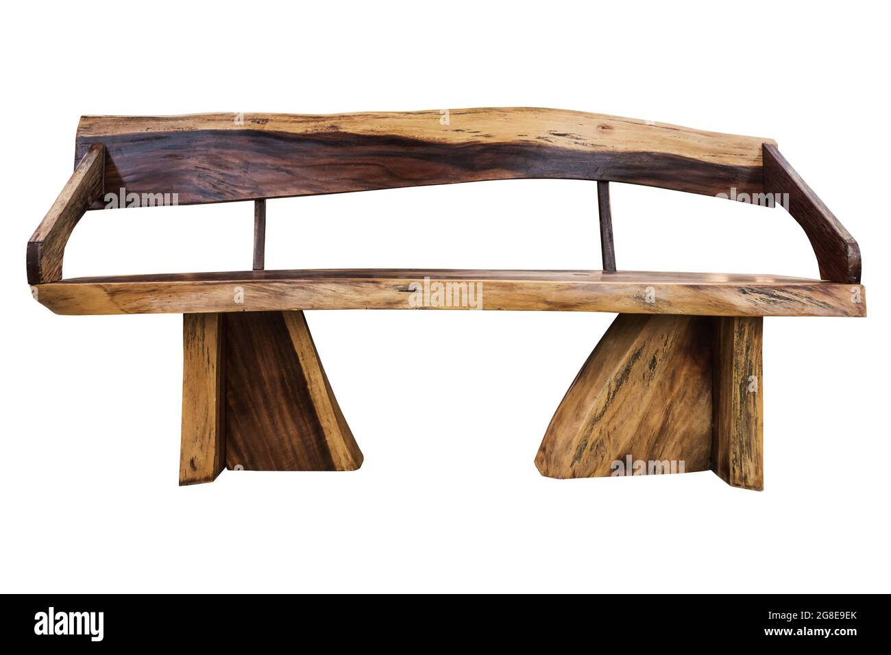 Banc en bois isolé sur fond blanc avec chemin de détourage. Banque D'Images