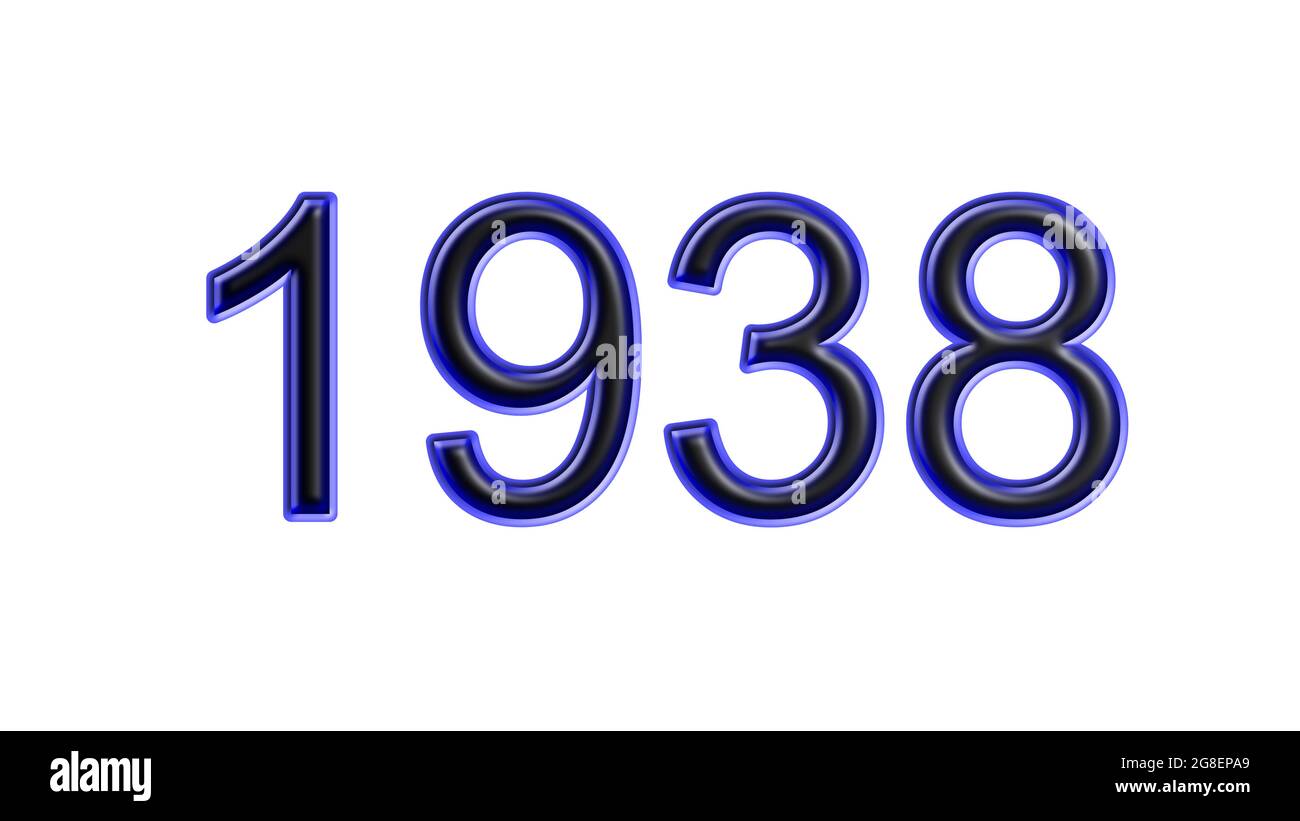 bleu 1938 chiffres effet 3d fond blanc Banque D'Images