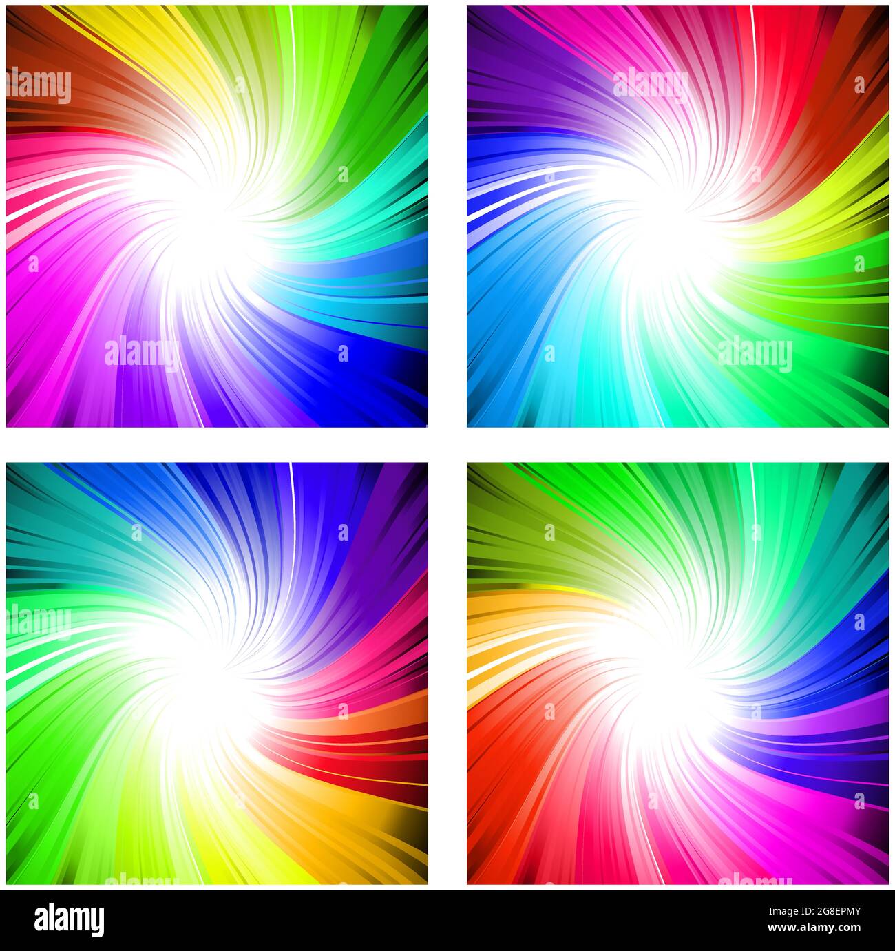 Ensemble de 4 tourbillons colorés en arc-en-ciel pour le papier peint, l'arrière-plan comme éléments graphiques Illustration de Vecteur