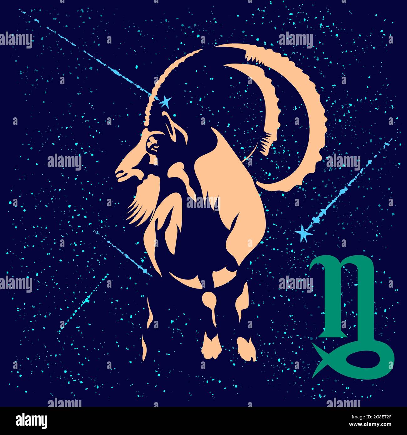 Signe du zodiaque du Capricorne selon la prévision astrologique. Apporte bonne chance à ceux qui sont nés sous ce signe. Illustration de Vecteur