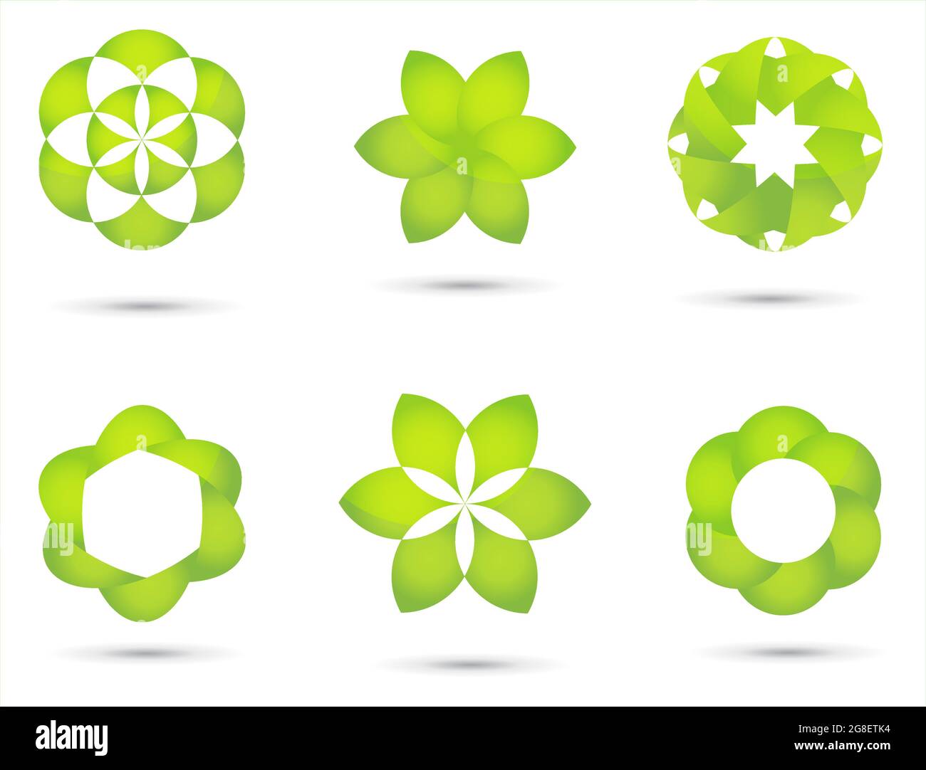 Jeu d'icônes en spirale ECO de couleur verte pour logo. Bio nature vert vecteur écologique symboles modèle de logo d'affaires. Illustration de vert bio, logo de la nature envir Illustration de Vecteur