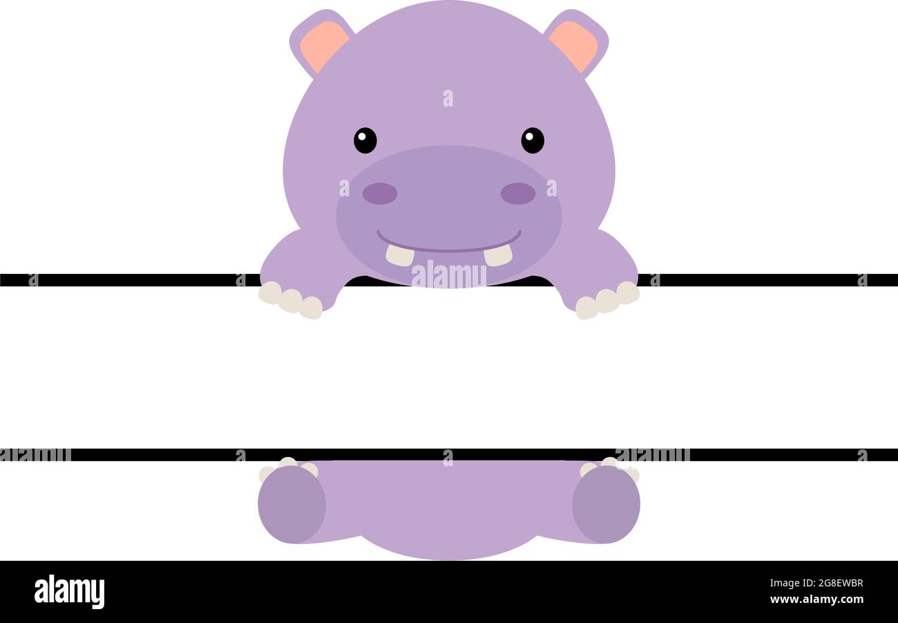 Joli Monogramme Partage Hippopotame Personnage De Dessin Anime Drole Pour Chemise Scrapbooking Impression Cartes De Voeux Douche De Bebe Invitation Decoration D Interieur Couleur Vive Image Vectorielle Stock Alamy