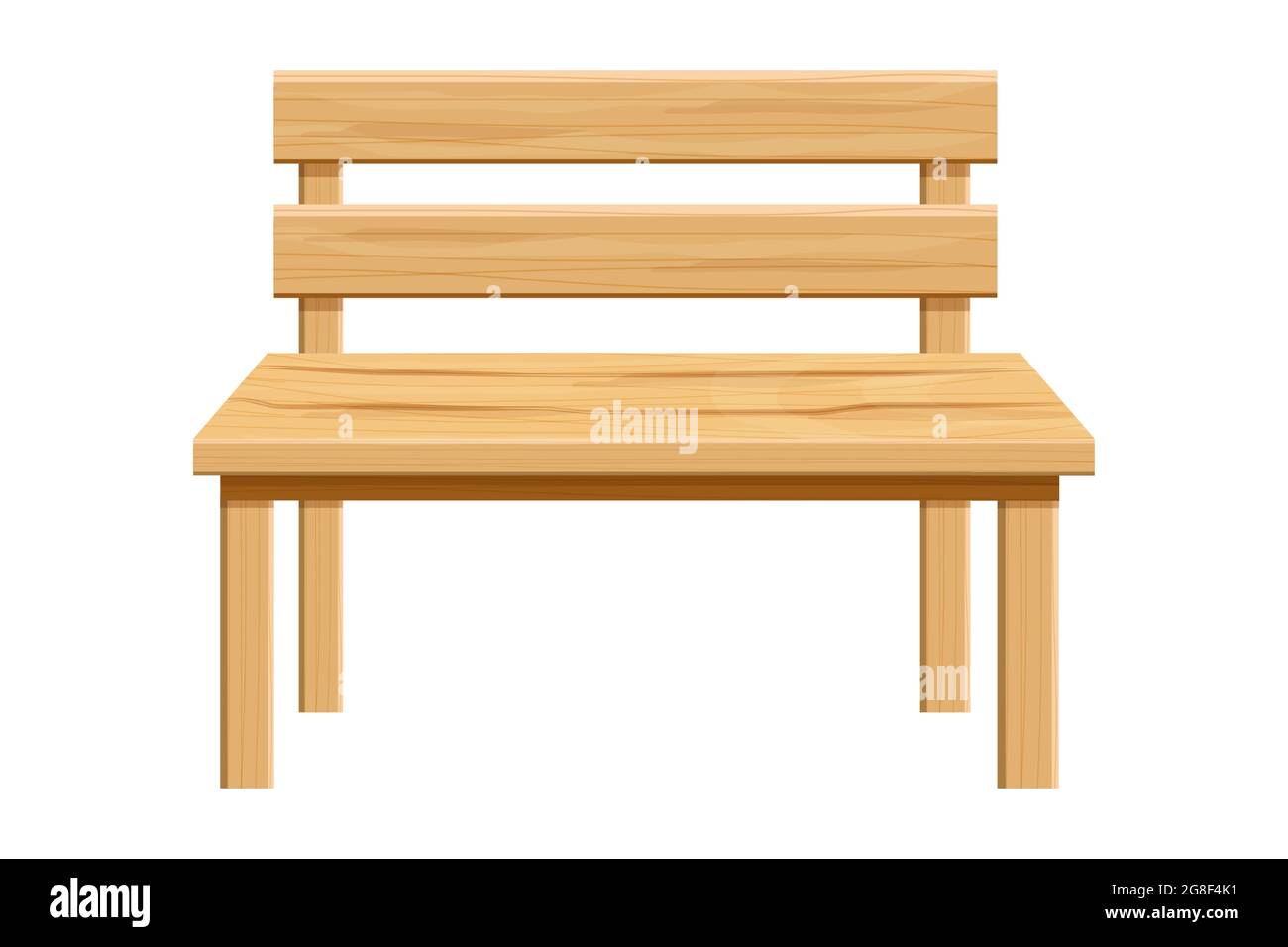 Banc de parc en bois, mobilier de jardin de style dessin animé isolé sur fond blanc. Siège en bois, décoration extérieure. Illustration vectorielle Illustration de Vecteur