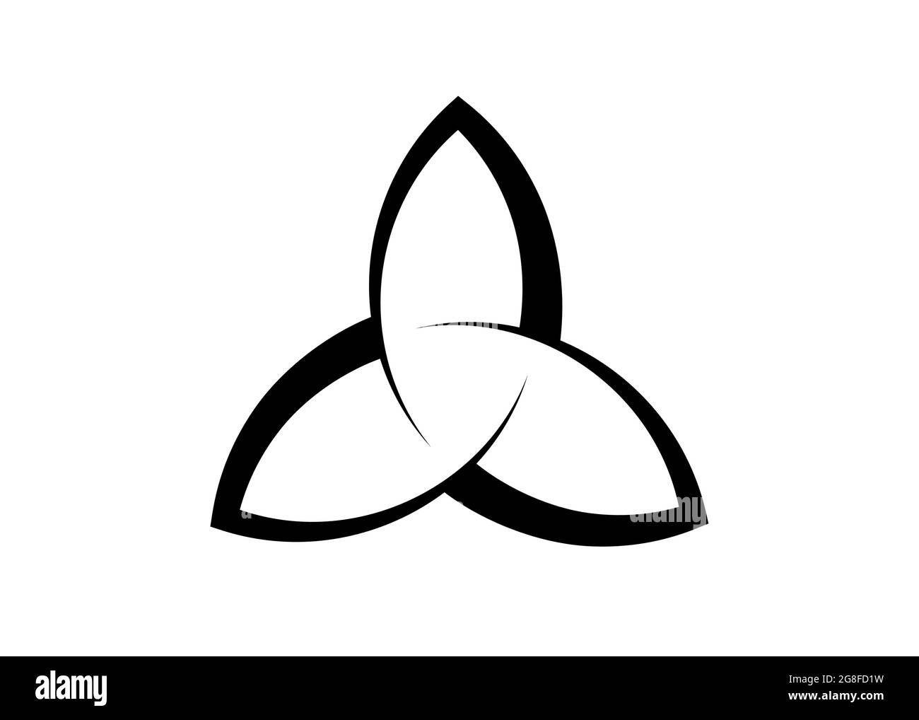 Logo Triquetra, tatouage Trinity Knot, symbole celtique Pagan Triple Déesse. Signe Wicca, livre d'ombres, vecteur de divination Wicca isolé sur blanc Illustration de Vecteur
