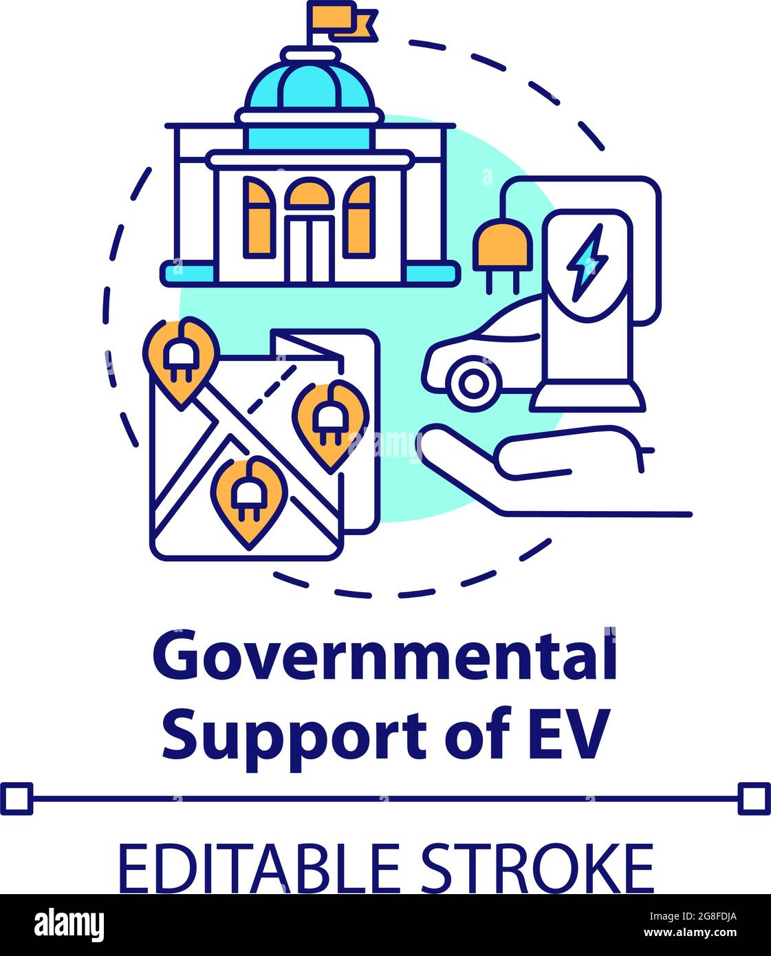 Icône de concept d'assistance gouvernementale pour véhicules électriques. Illustration de Vecteur