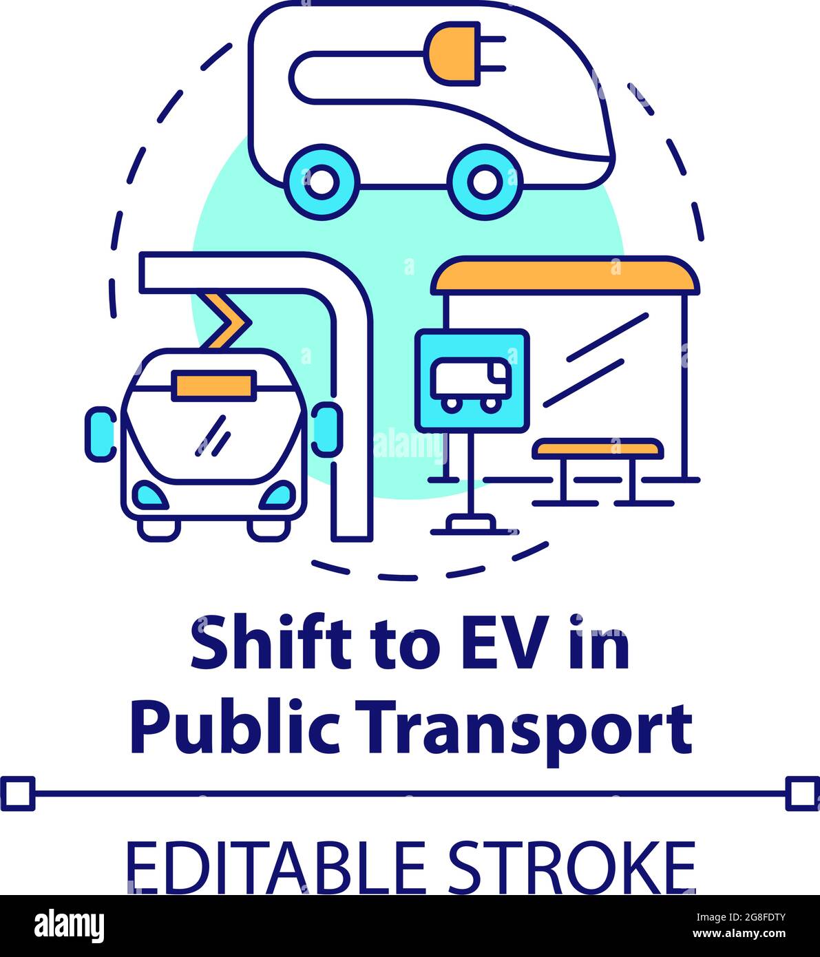 Icône de concept de véhicules électriques de transport public. Illustration de Vecteur