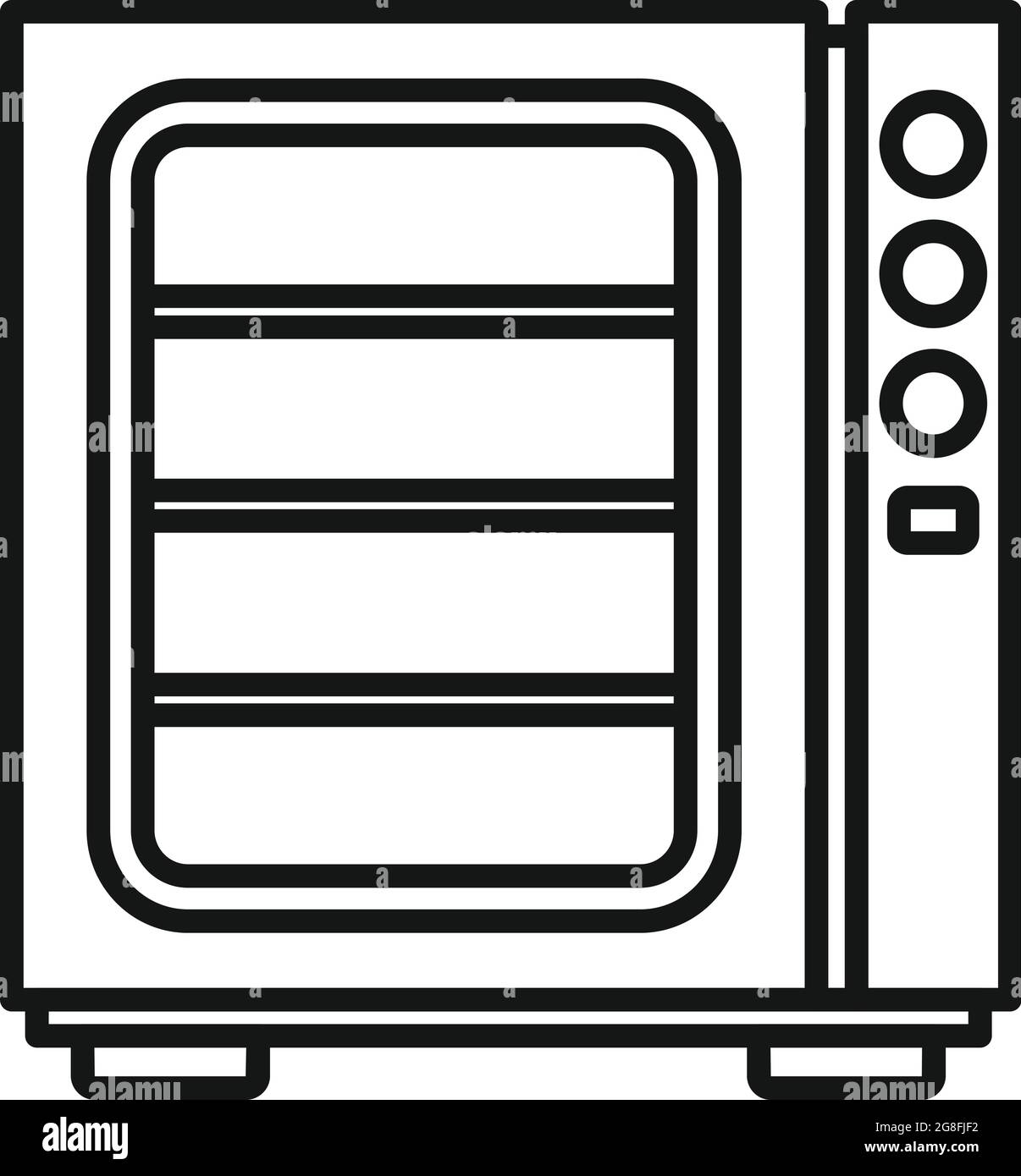 Vecteur de contour de l'icône de la technologie de convection du four. Cuisinière à ventilateur à gaz. Four à convection de cuisson Illustration de Vecteur