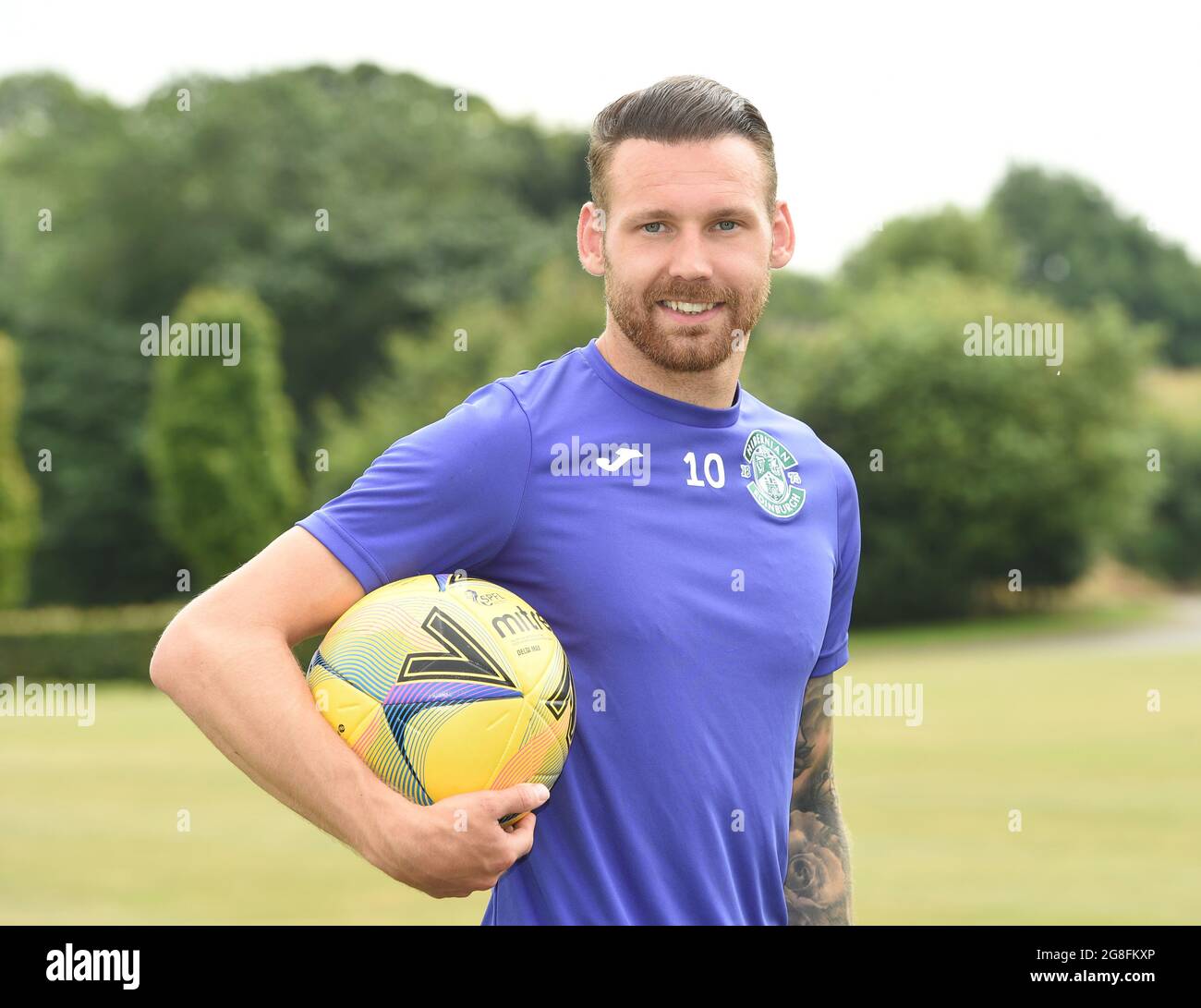 Tranent, Ormiston, East Lothian.Scotland. Royaume-Uni .20 juillet 21 Hibernian Martin Boyle appel photo pour le match de Santa Coloma. Crédit : eric mccowat/Alay Live News Banque D'Images