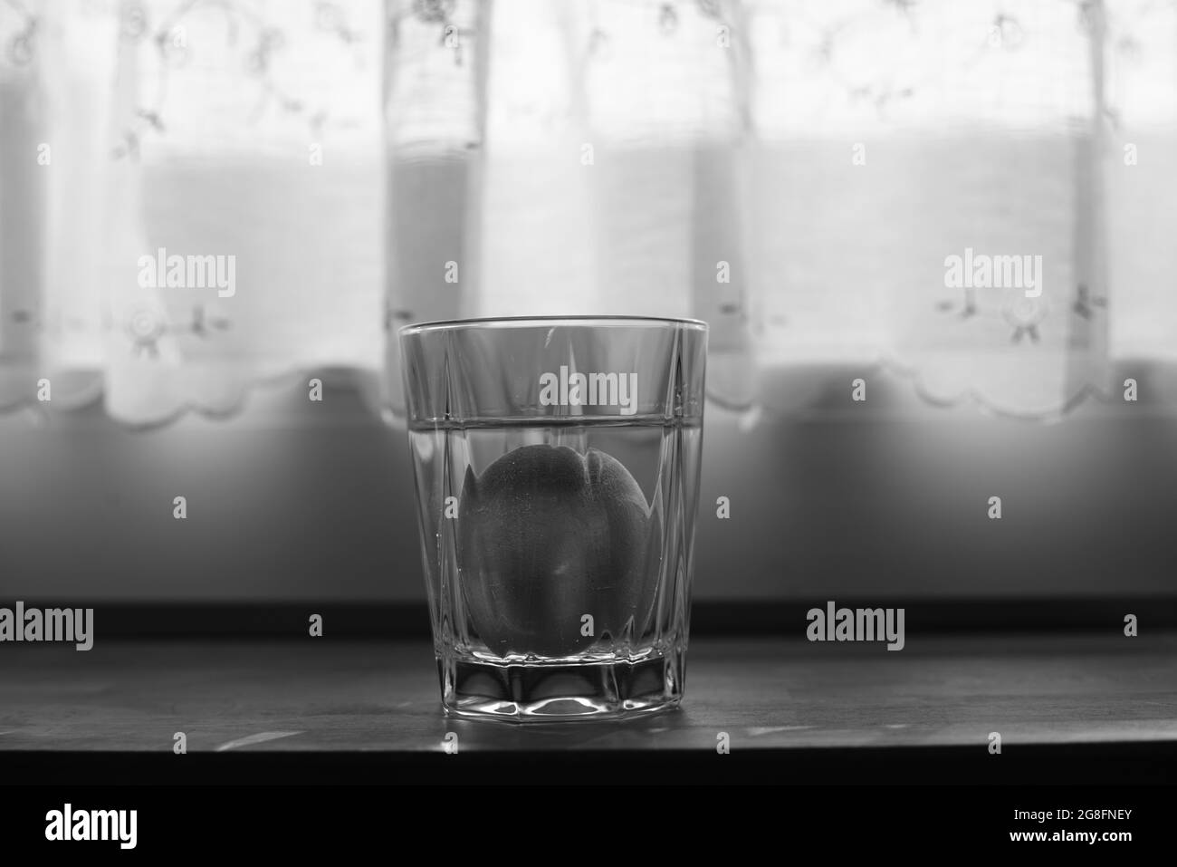 L'oeuf et le verre comme éléments fragiles, humides, durs et forts d'un ménage Banque D'Images