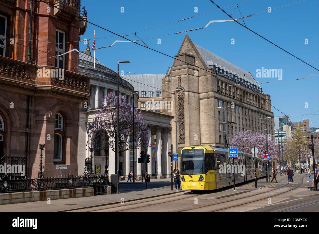 The Manchester Library et St. Peter's Square, Manchester, Angleterre, Royaume-Uni, Europe Banque D'Images