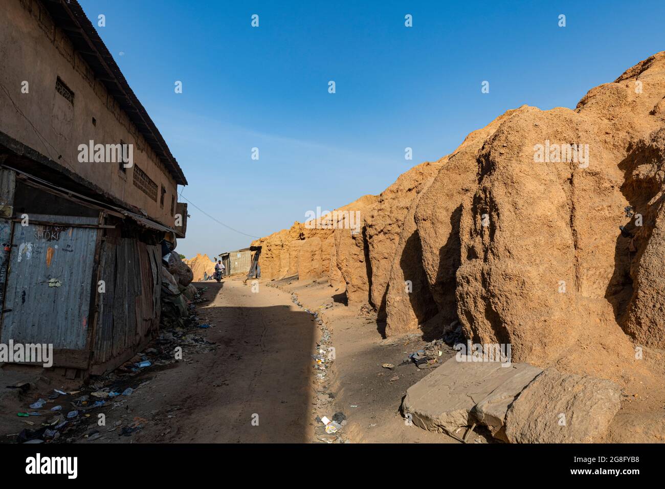 Vieux mur de grès, Kano, état de Kano, Nigeria, Afrique de l'Ouest, Afrique Banque D'Images