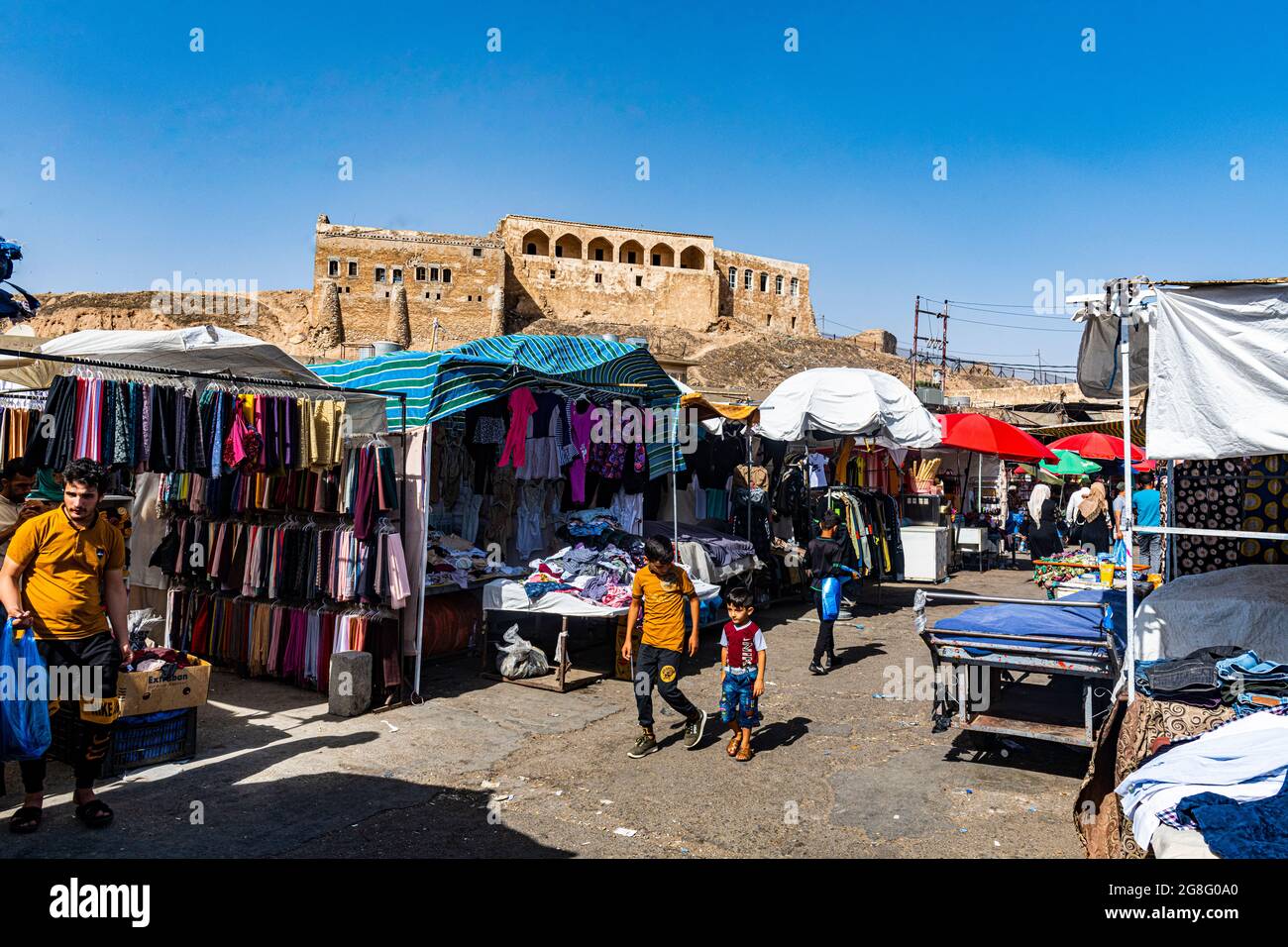 Marché sous la citadelle de Kirkuk, Kirkuk, Irak, Moyen-Orient Banque D'Images