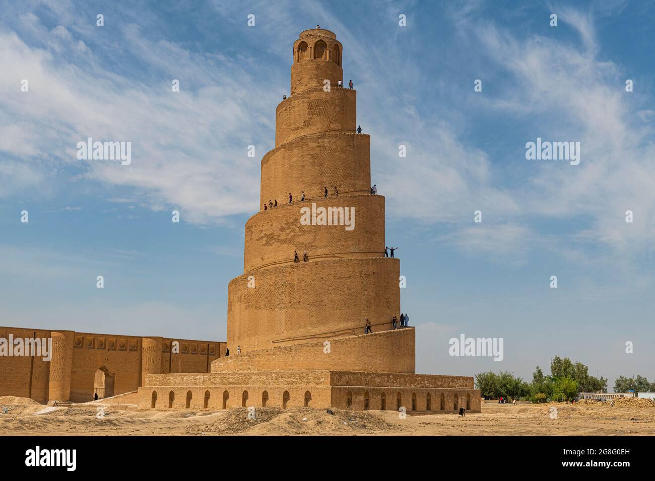 Minaret en spirale de la Grande Mosquée de Samarra, site classé au patrimoine mondial de l'UNESCO, Samarra, Irak, Moyen-Orient Banque D'Images