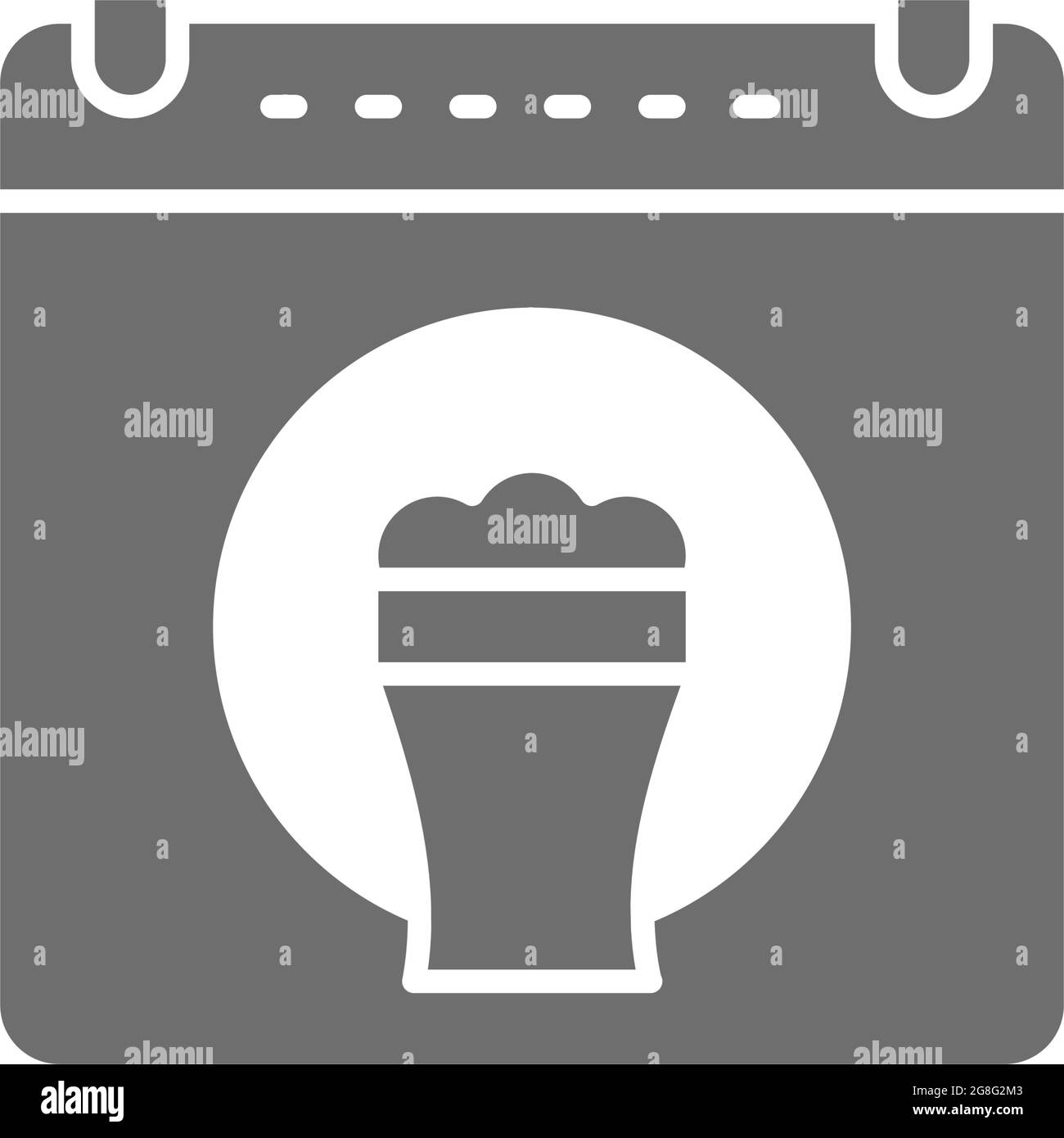 Oktoberfest, festival de la bière, icône grise du calendrier des alcools. Illustration de Vecteur
