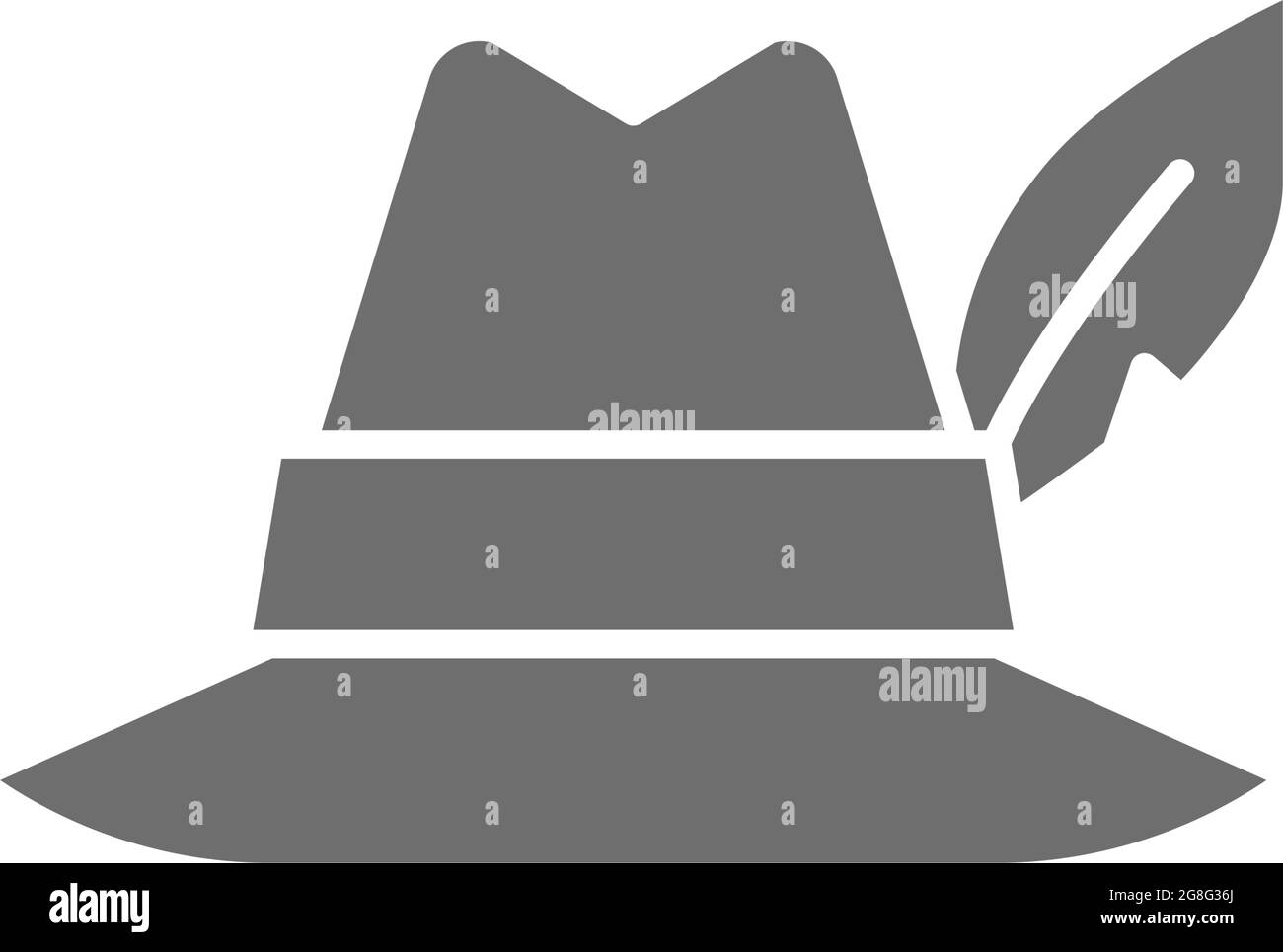 Chapeau à plumes, icône grise de la coiffure de chasseur. Illustration de Vecteur