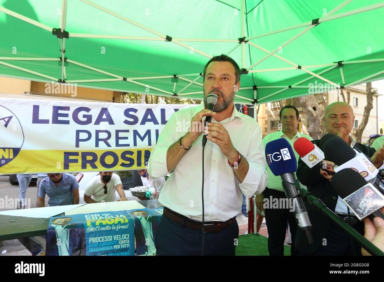 Frosinone, Italie. 20 juillet 2021. Matteo Salvini parle de justice et inaugure le quartier général de Lega. Credit: Antonio Nardelli / Alamy Live News Banque D'Images