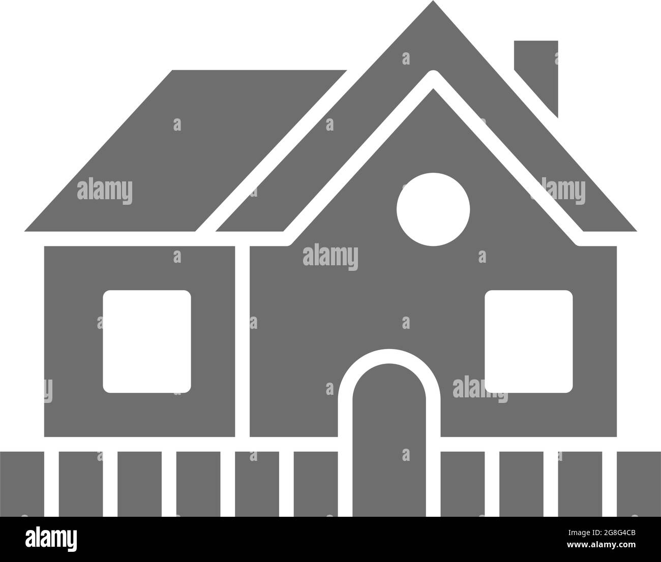 Vector maison de vacances, maison de campagne icône grise. Illustration de Vecteur