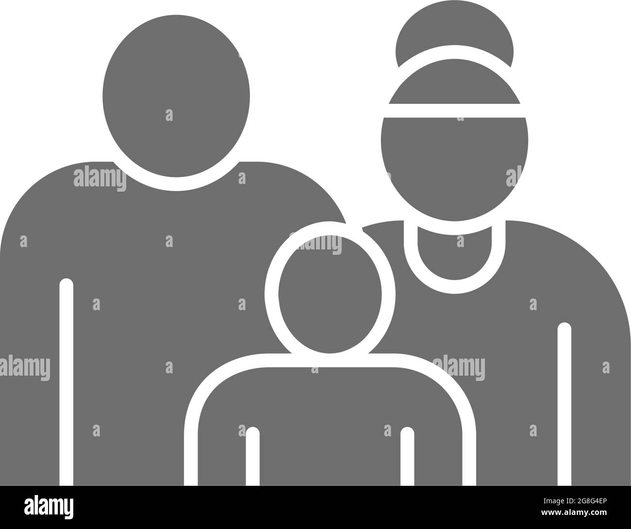 Grands-parents avec petit-enfant, couple de retraités, icône grise pour les aînés. Illustration de Vecteur