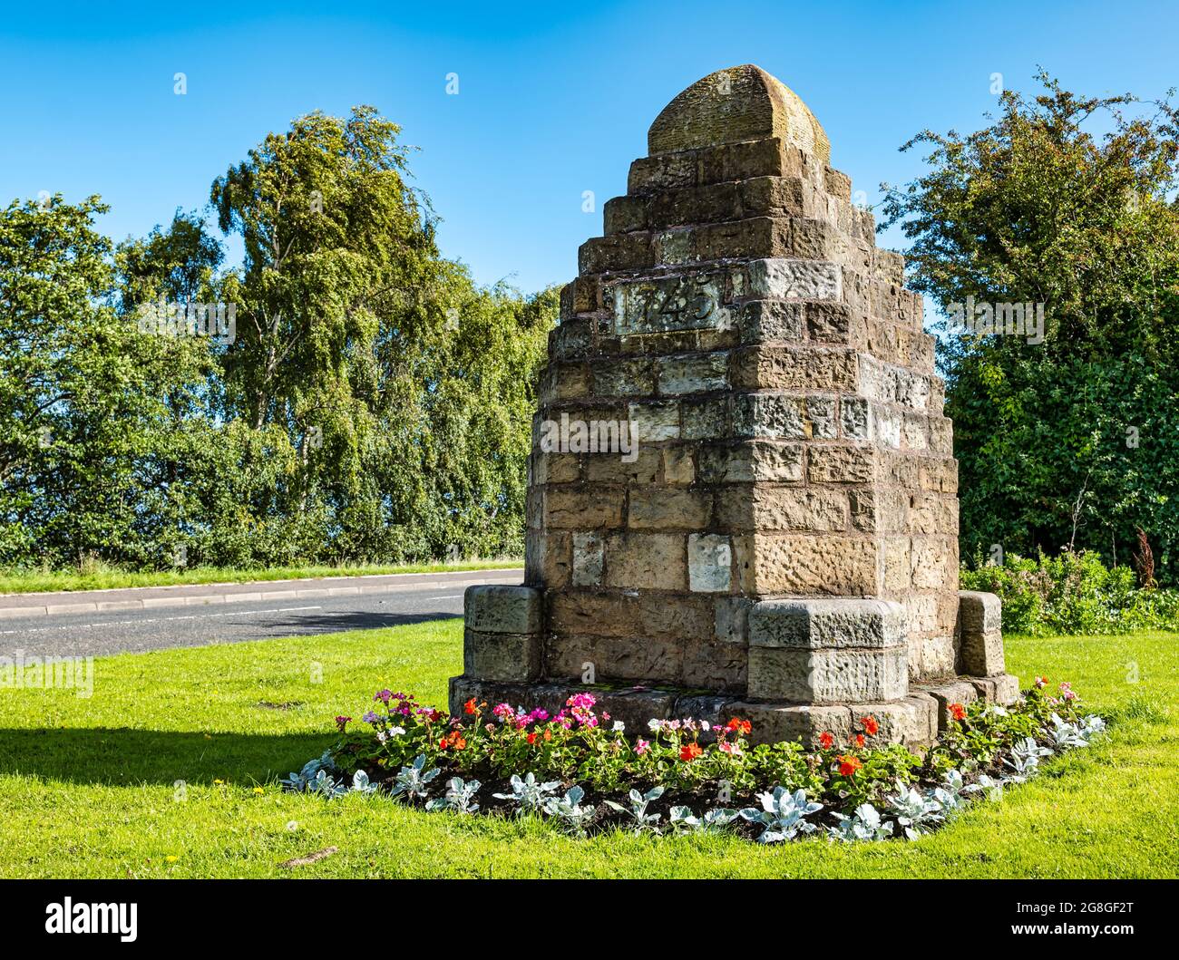 Monument de la bataille de Prestonpan, le 1745 cairn, Prestonpan, East Lothian, Écosse, ROYAUME-UNI Banque D'Images