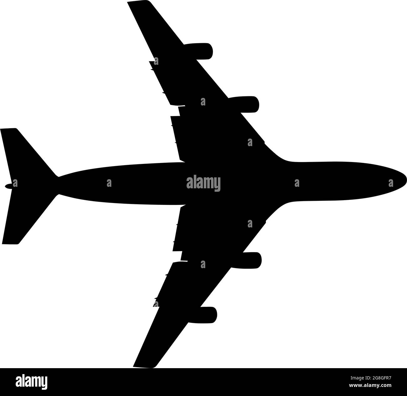 Vecteur de silhouette d'avion, icône de plan de jet sur blanc Illustration de Vecteur