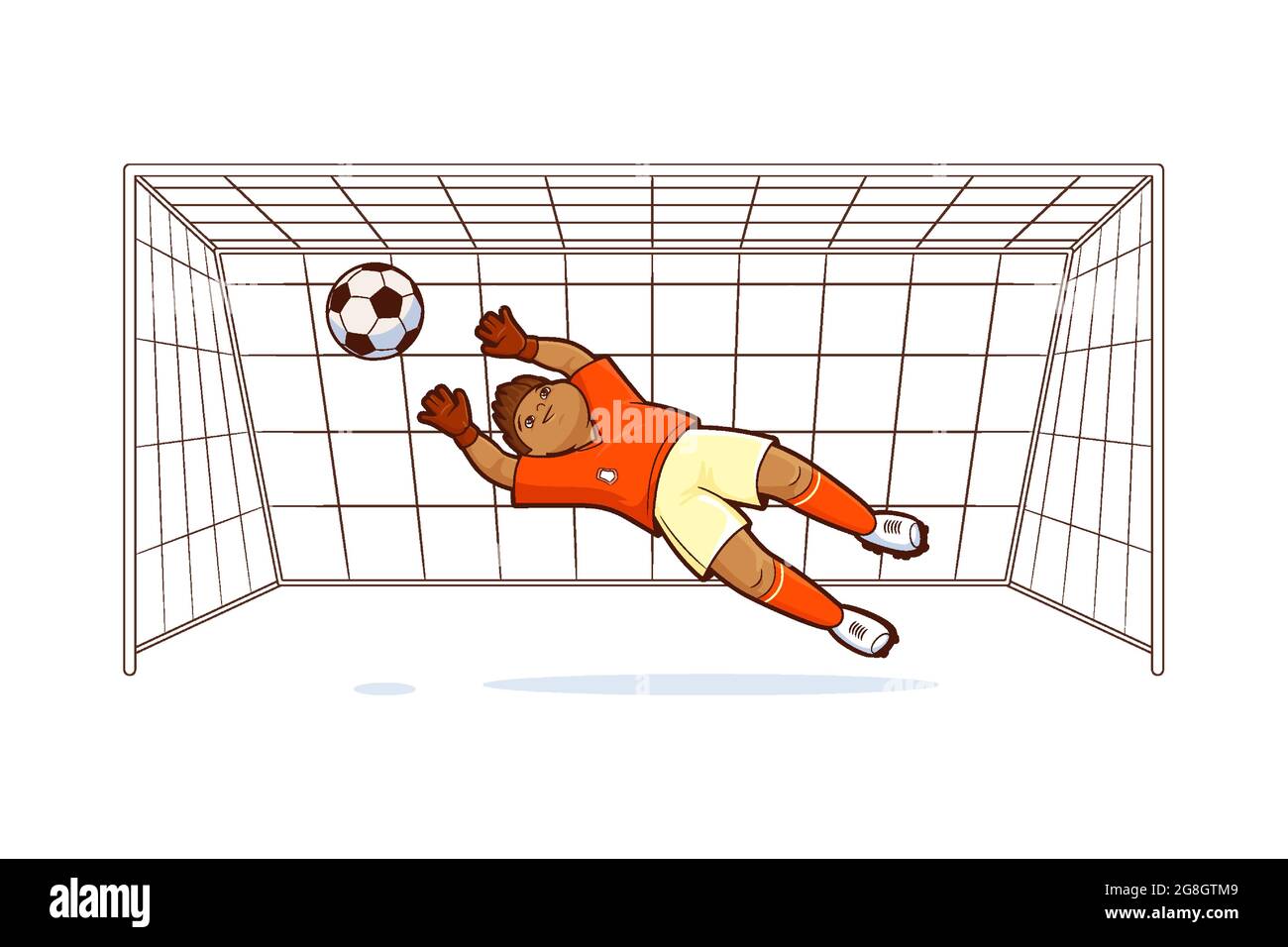 Le gardien de but est un joueur de football, se tient au but et attend