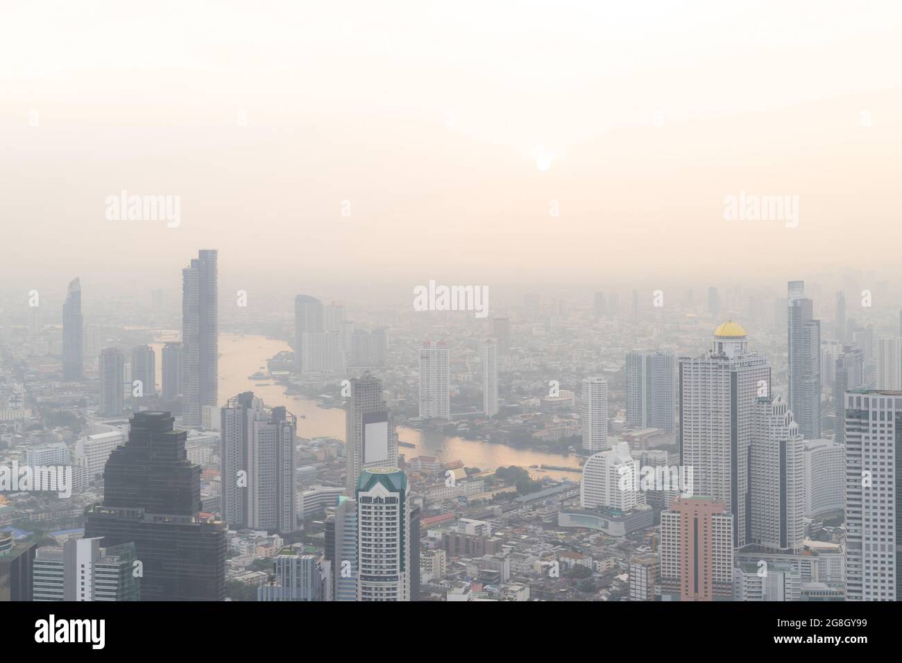 Bangkok Thaïlande la pollution de l'air demeure à des niveaux dangereux polluants PM2,5 - poussière et fumée niveau élevé PM 2.5 Banque D'Images