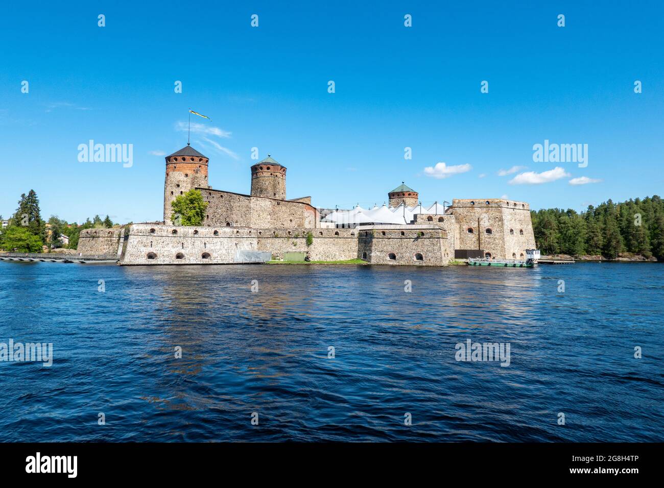 Forteresse médiévale en pierre Olavinlinna ou château Saint-OLAF, qui accueille le festival de l'opéra de Savonlinna, à Savonlinna, en Finlande Banque D'Images