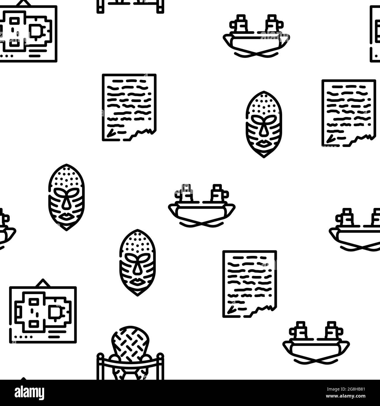 Expositions au musée et motif vectoriel d'excursion sans couture Illustration de Vecteur