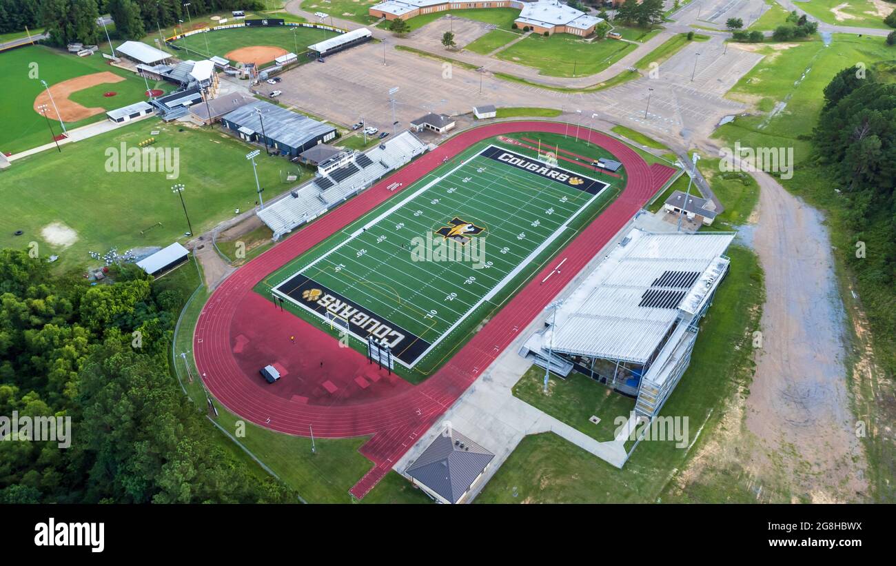 Flowood, MS - 9 juillet 2021 : stade de football de l'école secondaire Northwest Rankin à Flowood, MS. Banque D'Images