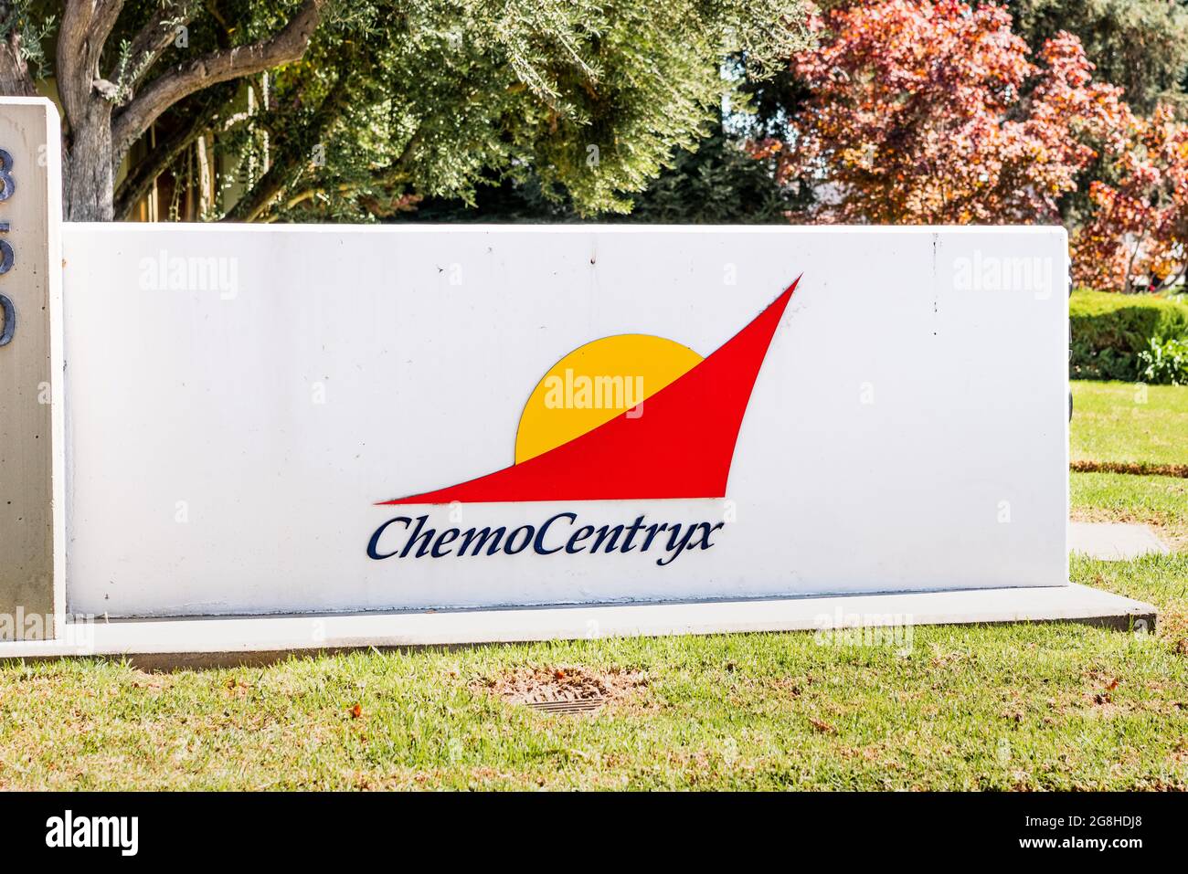 26 sept 2020 Mountain View / CA / USA - logo ChemoCentryx au siège de la Silicon Valley ; ChemoCentryx Inc, une société biopharmaceutique, effectue des recherches Banque D'Images