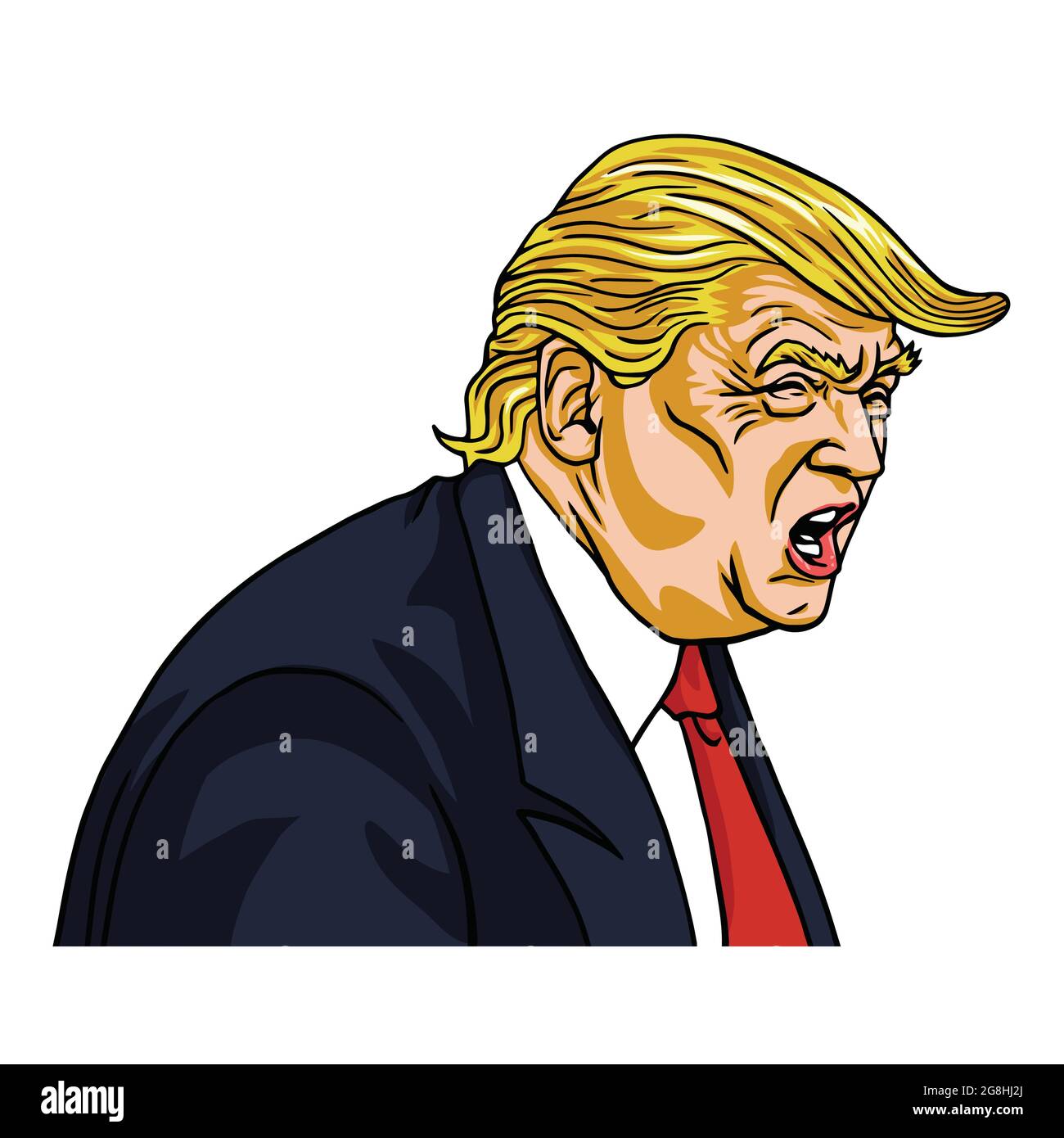 Donald Trump criant que vous êtes tiré ! Caricature de dessin animé vectoriel Illustration de Vecteur
