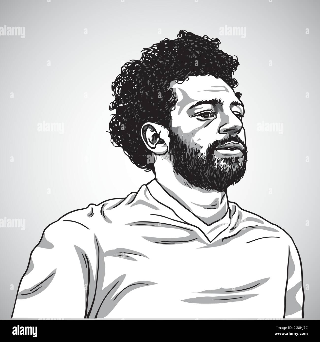 Dessin de l'illustration de la caricature de dessin de portrait Mo Salah Vector Illustration de Vecteur