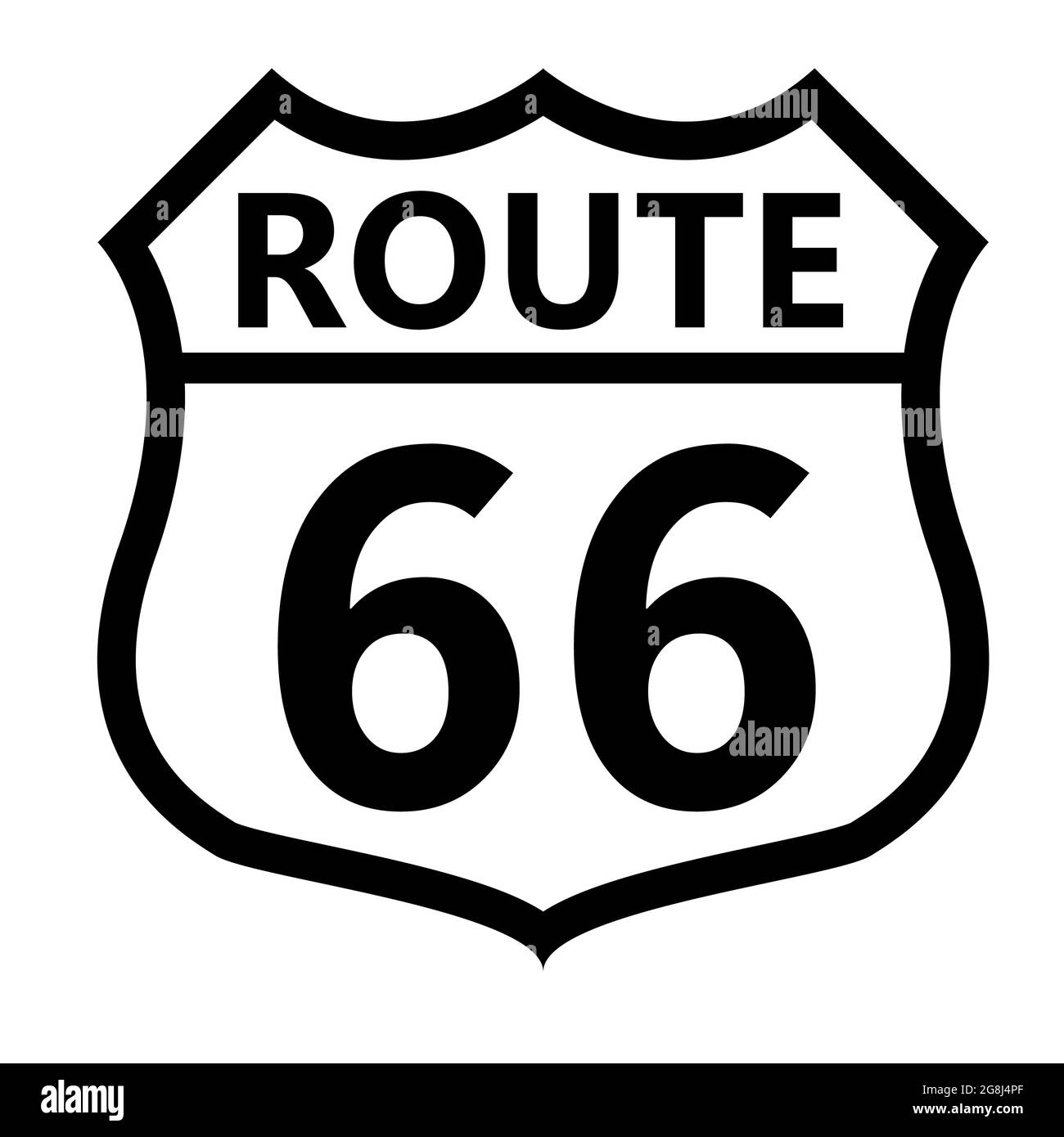 PANNEAU US route 66. Panneau blindé avec numéro d'itinéraire et symbole de texte. Etats-Unis route numérotée. style plat. Banque D'Images
