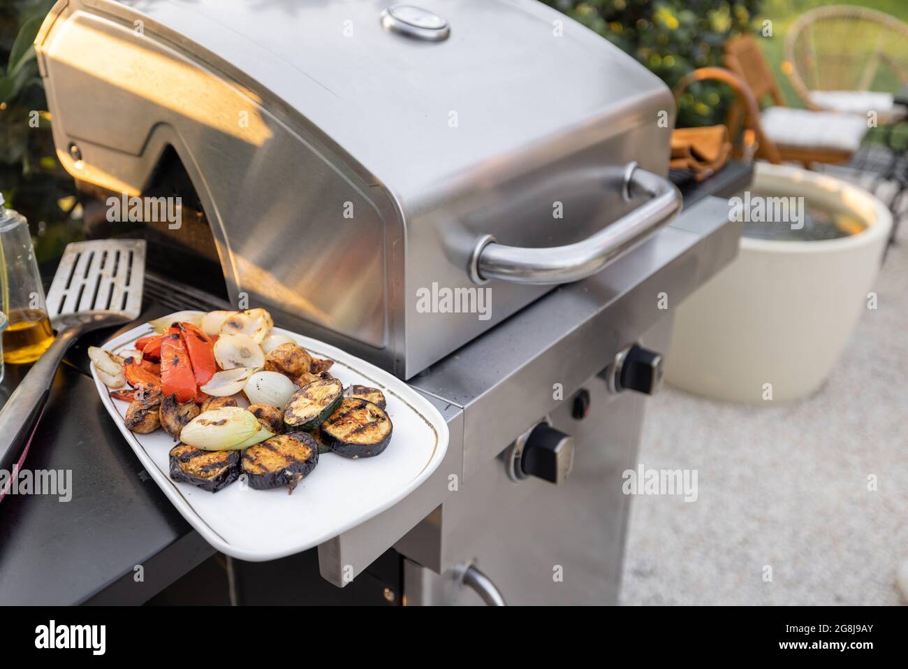 Légumes grillés sur un gril Banque D'Images