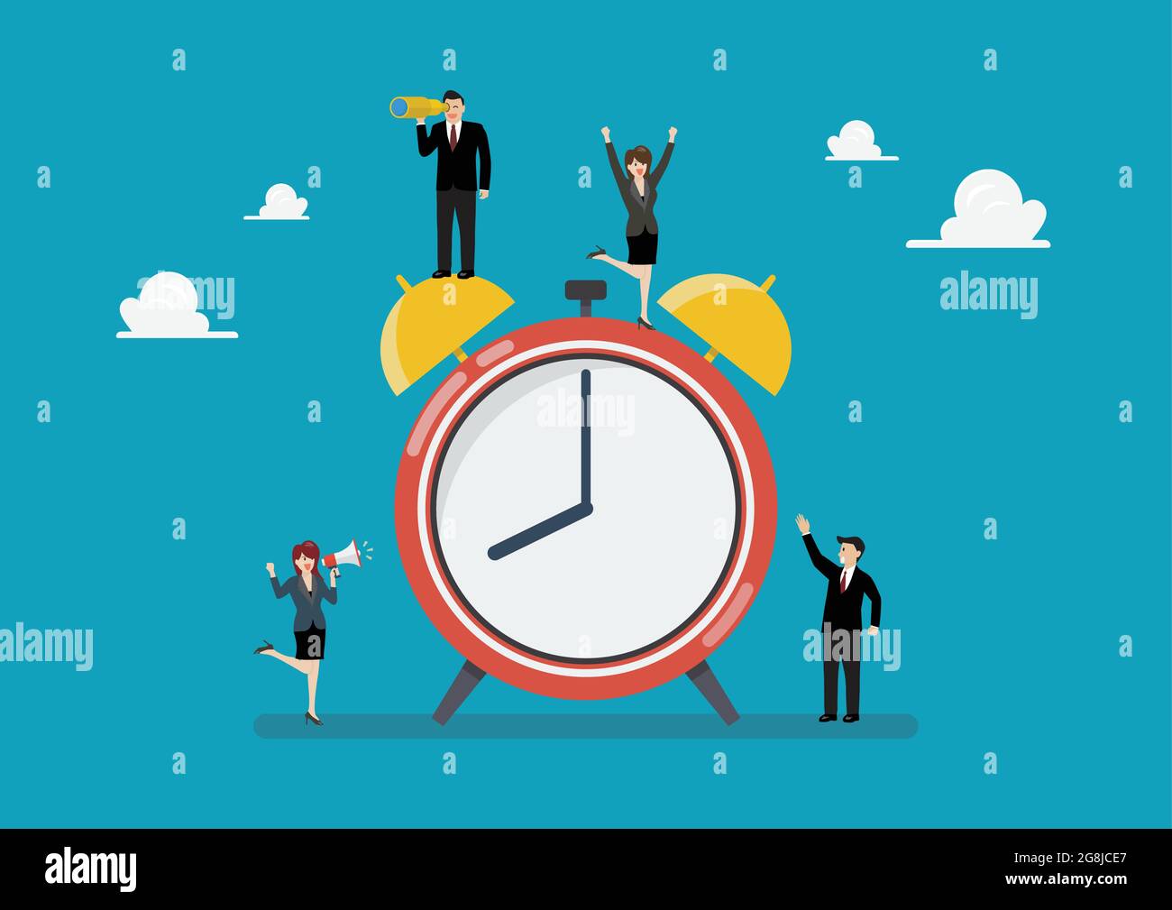 Petit business people avec réveil. Vecteur illustration business concept Illustration de Vecteur