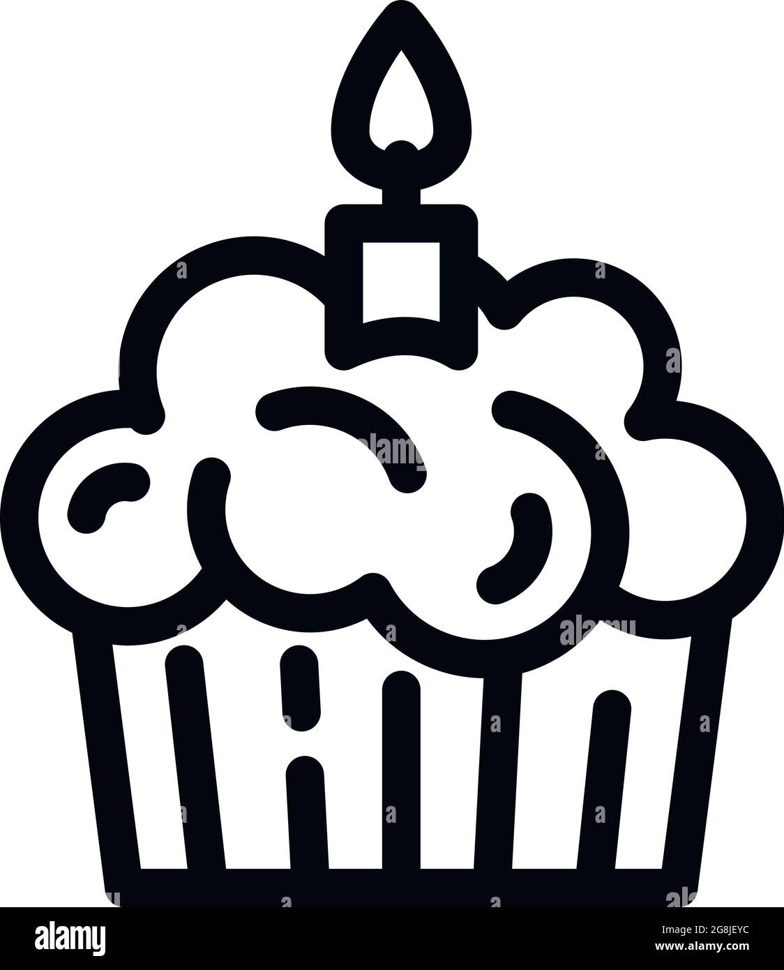 Icône gâteau d'anniversaire. Contour anniversaire cupcake vector icône pour le web design isolé sur fond blanc Illustration de Vecteur
