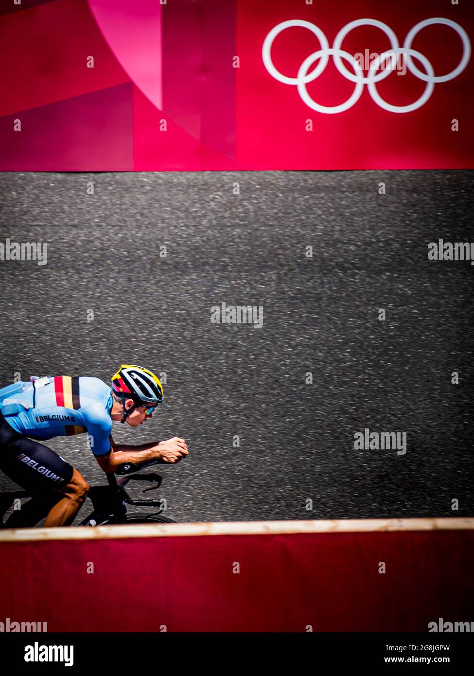 L'athlète Wout van Aert photographié en action lors d'une séance d'entraînement à vélo, dans le cadre des préparatifs des « Jeux Olympiques de Tokyo 2020 » sur Fuji speedw Banque D'Images