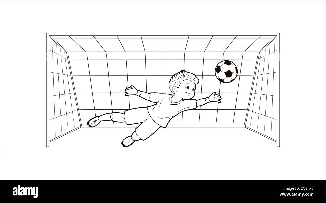 Livre de coloriage le gardien de but du jeune joueur de football