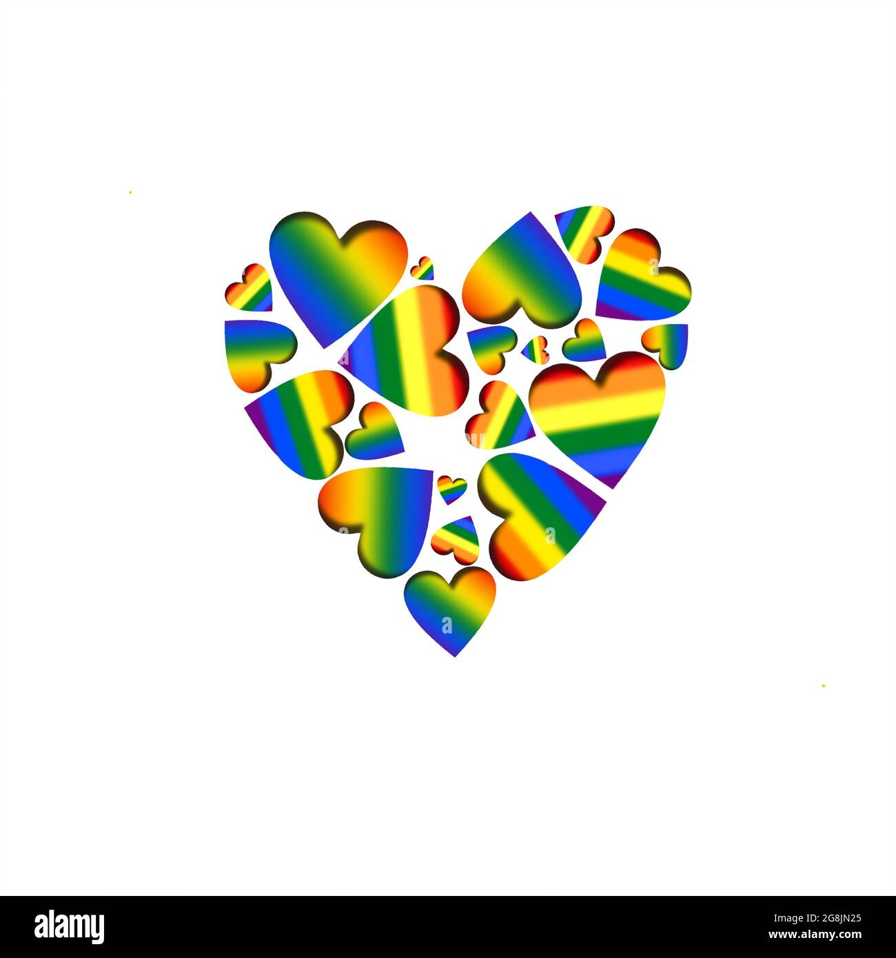 Beaucoup de coeurs flous de couleur arc-en-ciel sont disposés en forme de  coeur. Un coeur lumineux aux couleurs de l'arc-en-ciel. Illustration de  haute qualité Photo Stock - Alamy