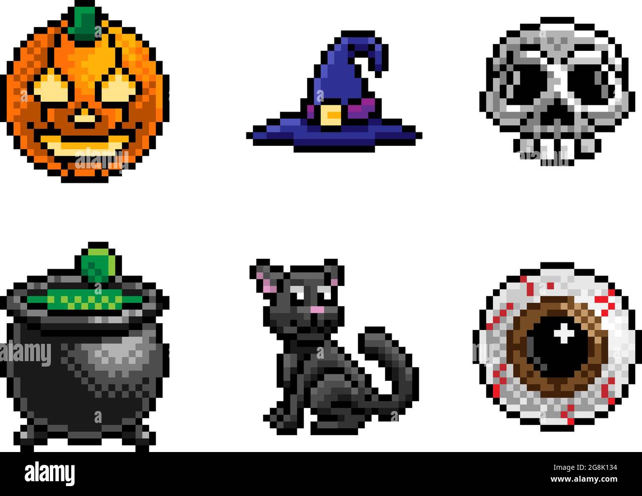 Jeu d'icônes Halloween Pixel Art Illustration de Vecteur