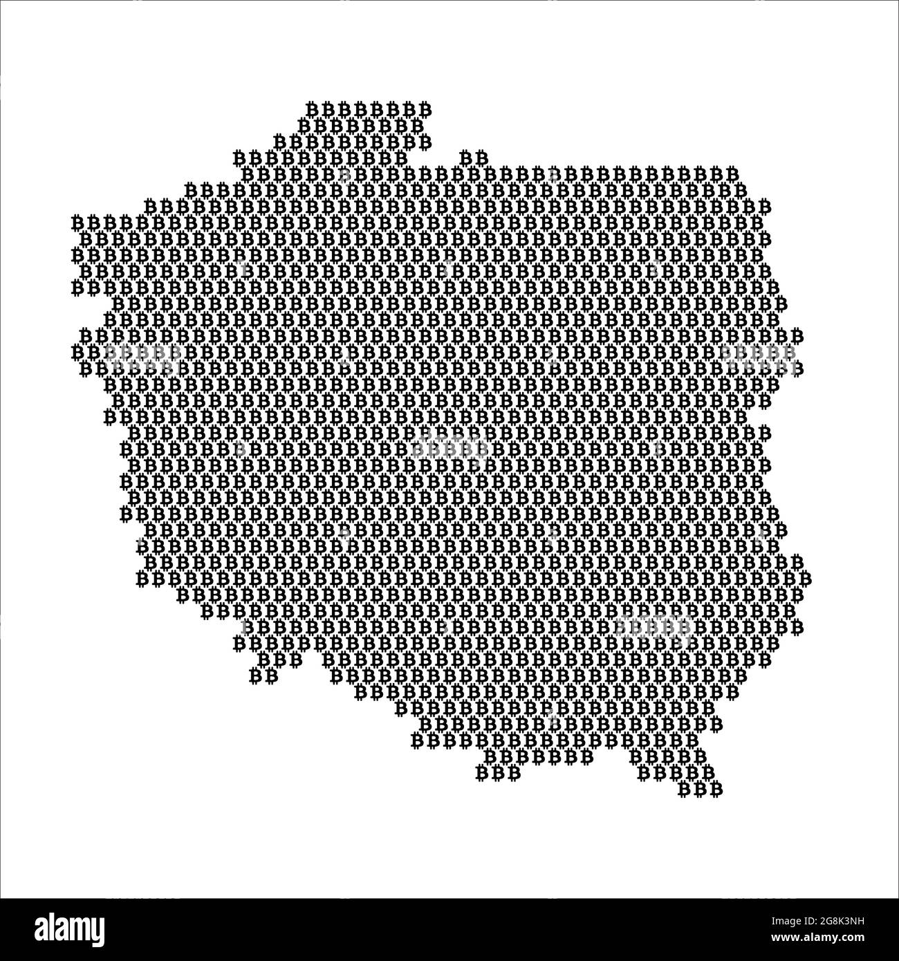 Carte de pays de Pologne avec logo en bitcoin crypto-monnaie Illustration de Vecteur