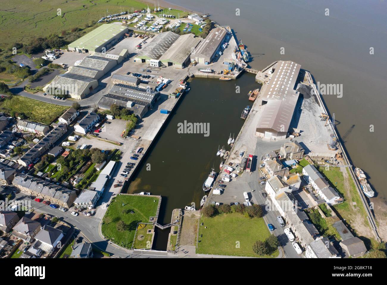 Glasson Dock par drone d'air Banque D'Images