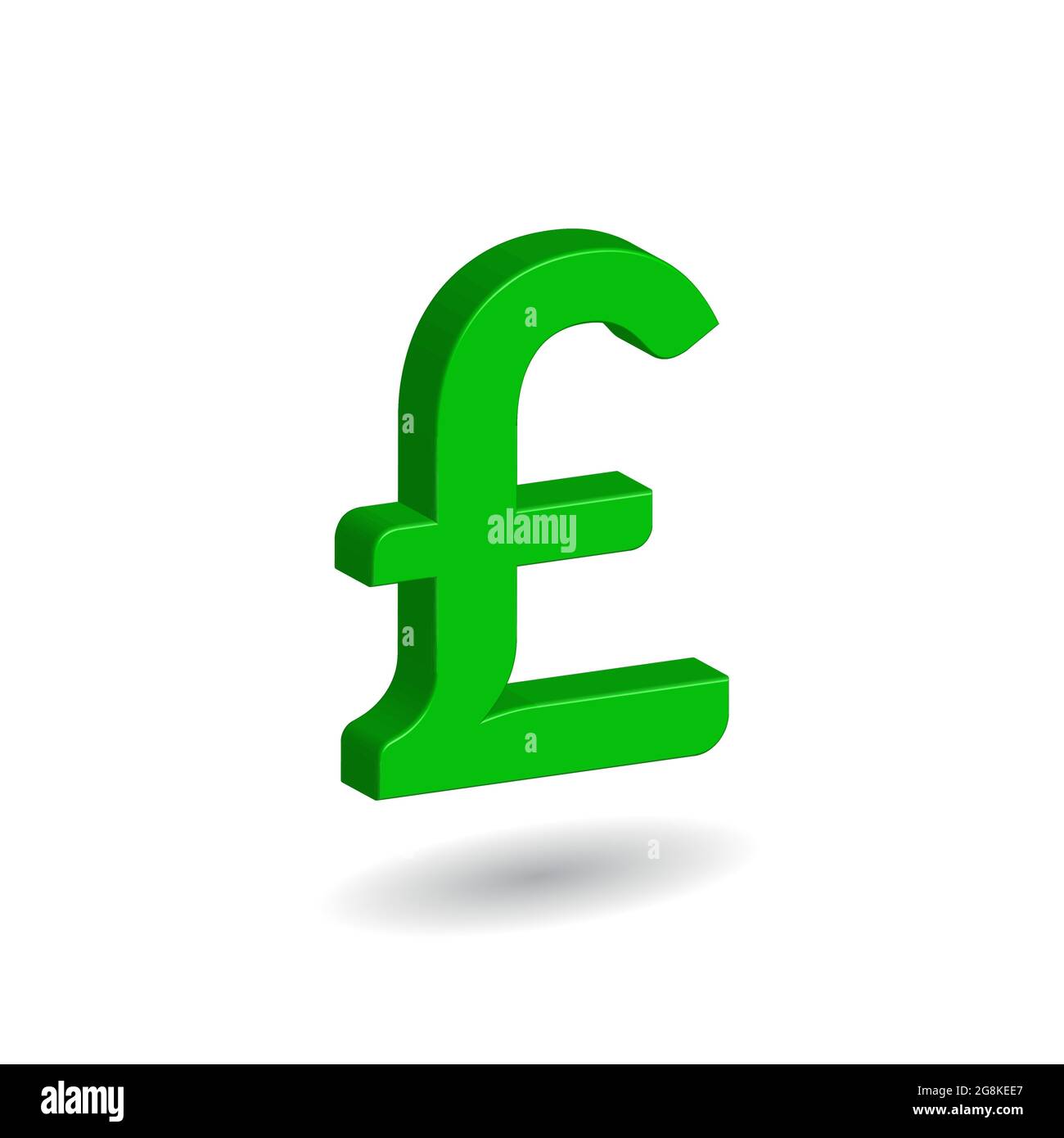 Illustration vectorielle 3D du signe livre sterling vert isolé sur fond blanc. Symbole devise britannique, Royaume-Uni. Illustration de Vecteur