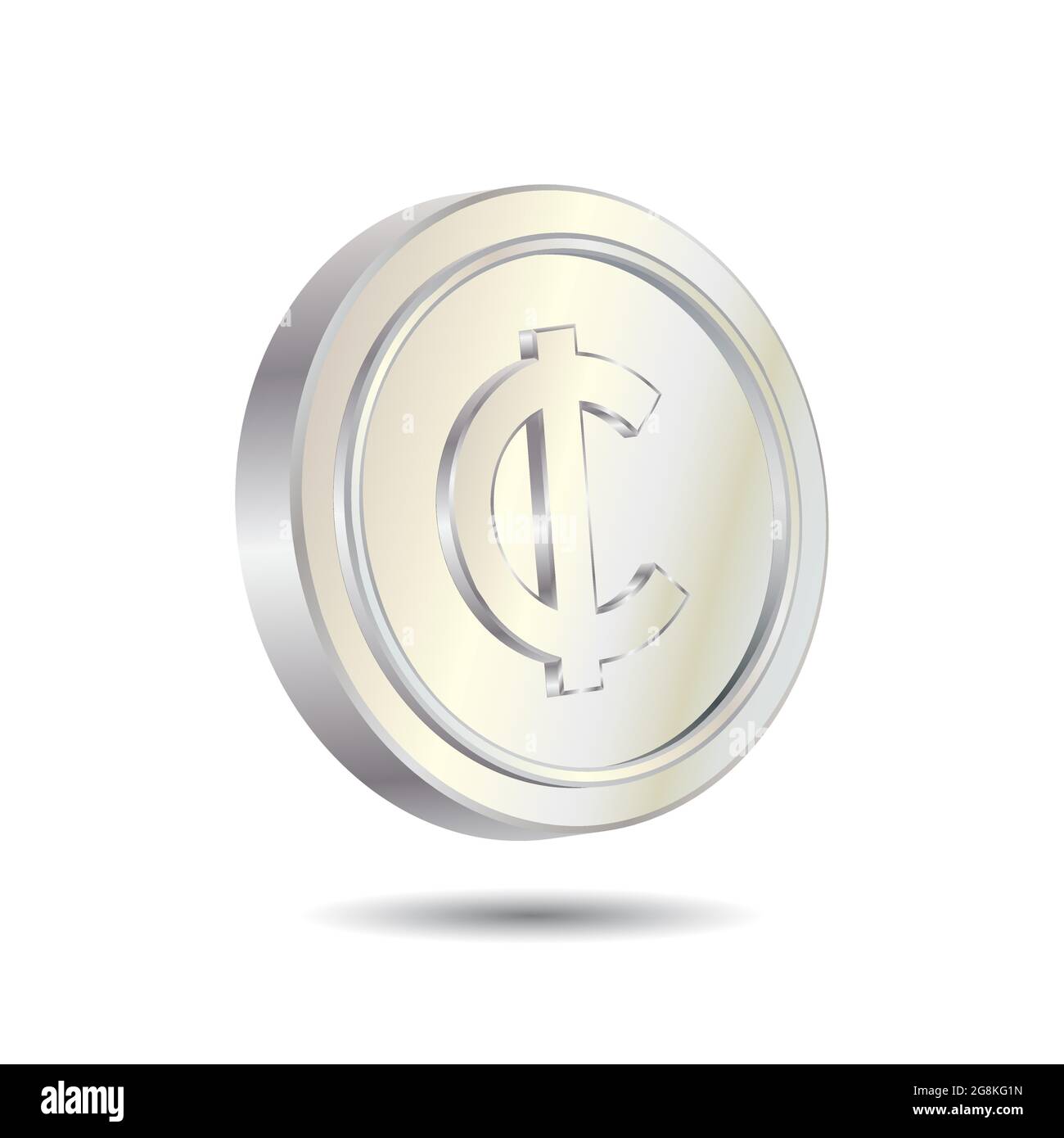 Pièce argent cent isolée sur fond blanc. Symbole monétaire de l'unité monétaire de base. Illustration simple et minimale du vecteur 3D. Illustration de Vecteur