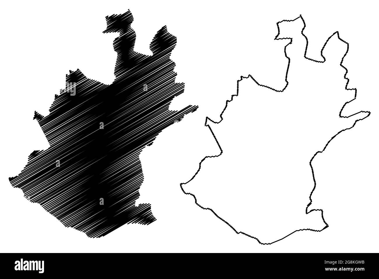 Ville de Schweinfurt (République fédérale d'Allemagne, quartier urbain Basse-Franconie, État libre de Bavière) carte illustration vectorielle, scribble sketch Schwein Illustration de Vecteur