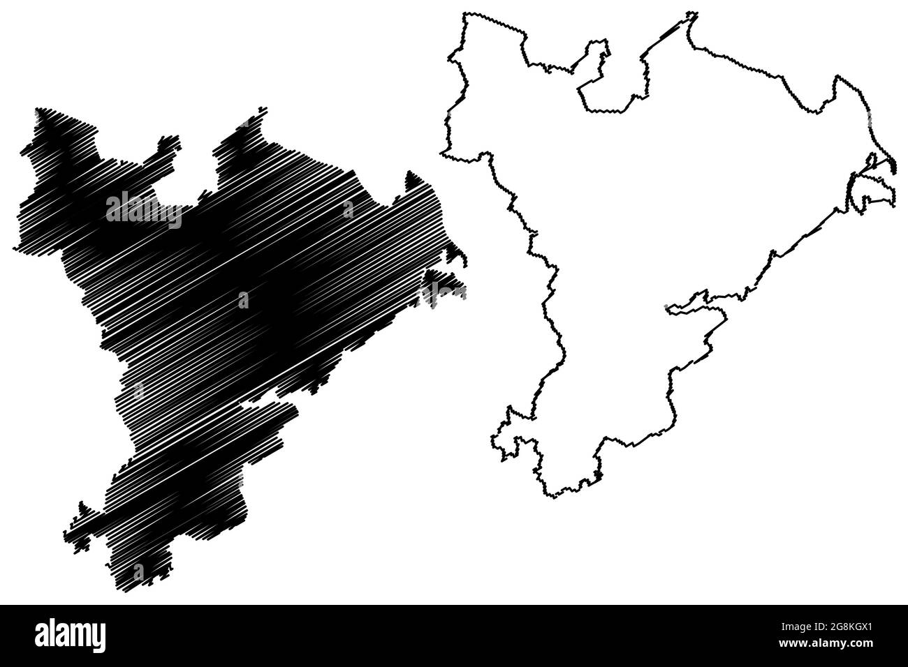 District de Schleswig-Flensburg (République fédérale d'Allemagne, district rural, État libre du Schleswig-Holstein, Slesvig Holsten) carte illustration vectorielle, Illustration de Vecteur