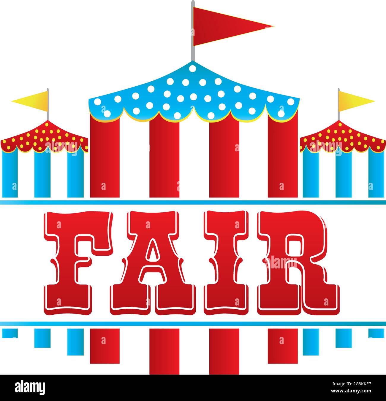 Logo Fair avec Tents Red, Blue et Yellow Illustration de Vecteur