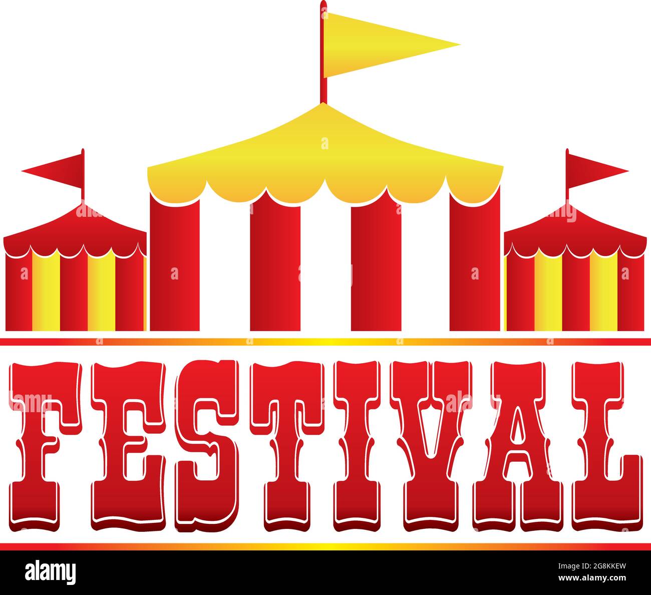 Logo Festival avec tente rouge et or Illustration de Vecteur