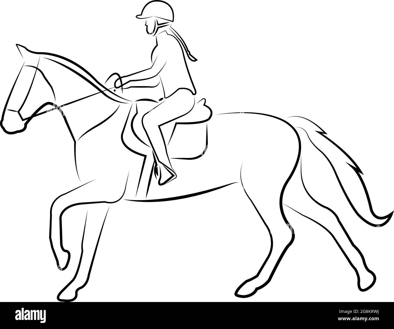 equitation line art - vecteur Illustration de Vecteur